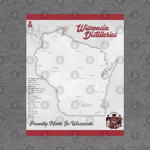 Wisconsin Distilleries Map by LakesideGear